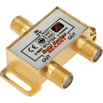 Делитель REXANT ТВ краб x 2 + 3шт. F box 5-1000 МГц gold