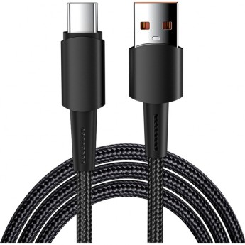 Кабель REXANT USB-A – Type-C, 6А, 120Вт, 1м, в черной нейлоновой оплетке
