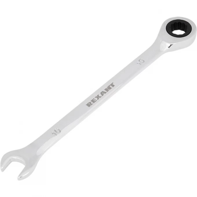 Ключ комбинированный трещоточный REXANT 10 мм, CrV, зеркальный хром 12-5805-1 Ключ комбинированный трещоточный REXANT 10 мм, CrV, зеркальный хром 12-5805-1