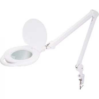 Лупа на струбцине REXANT круглая 5D с подсветкой 96 SMD LED, теплый и холодный свет, ø127мм, белая (8060)