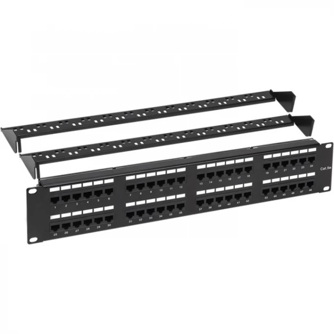 Панель коммутационная с кабельными органайзерами 19", 2U, 48 портов, U/UTP, RJ-45, CAT 5e REXANT PRO 02-0032 Панель коммутационная с кабельными органайзерами 19", 2U, 48 портов, U/UTP, RJ-45, CAT 5e REXANT PRO 02-0032