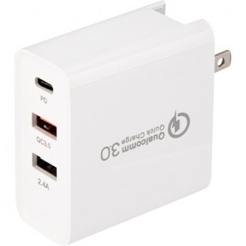 Сетевое зарядное устройство для iPhone/iPad REXANT 2xUSB+USB Type-С, переходник + адаптер, 48W белое