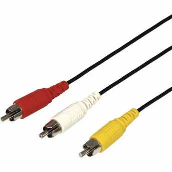 Шнур REXANT 3 RCA - 3 RCA 3 м черный, 10 шт.