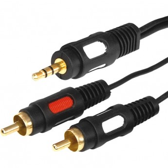 Шнур REXANT стерео 3,5 мм - 2 RCA, 3 м (GOLD)