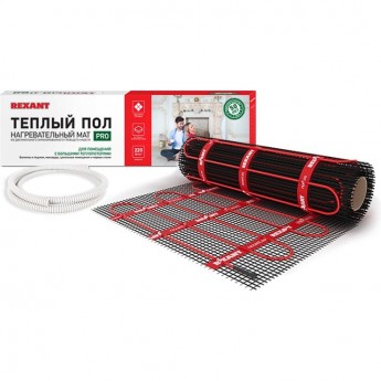 Теплый пол, нагревательный мат REXANT PRO, RNX -2-440, двухжильный, с экраном, площадь 2 м², 0.5х4 м, 440 Вт