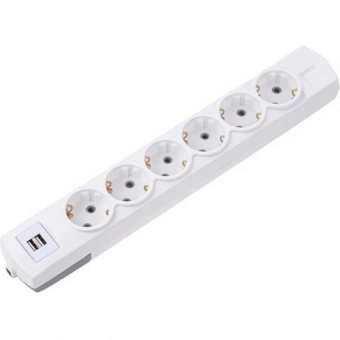 Удлинитель REXANT PREMIUM 6 гнезд, 3м, 3х1,5мм², с/з, 2 USB, белый 13-4122 Удлинитель REXANT PREMIUM 6 гнезд, 3м, 3х1,5мм², с/з, 2 USB, белый 13-4122