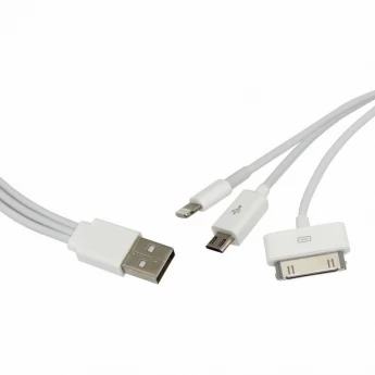 USB кабель 3 в 1 REXANT для iPhone 5/iPhone 4/microUSB белый
