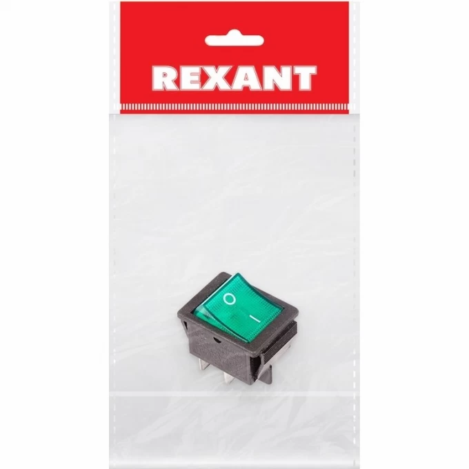 Выключатель клавишный REXANT RWB-502 зеленый с подсветкой индивидуальная упаковка 36-2332-1 Выключатель клавишный REXANT RWB-502 зеленый с подсветкой индивидуальная упаковка 36-2332-1